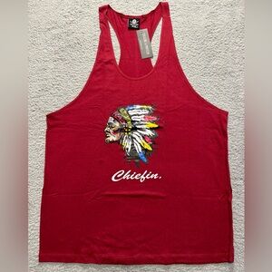 Cocaine and Protein Chiefin MensVest Tank Top NWT 2X  reddish burgundy in color